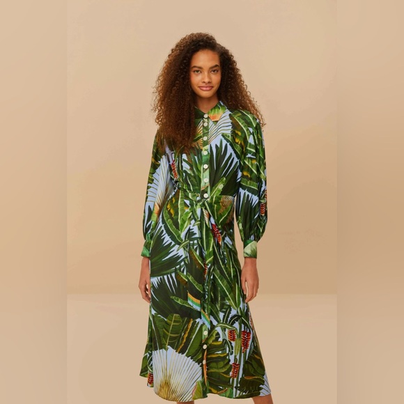 FARM Rio Leafy Green Midi Dress - Picture 1 of 5